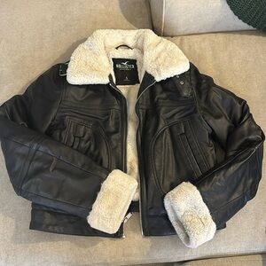 Sherpa lined leather jacket